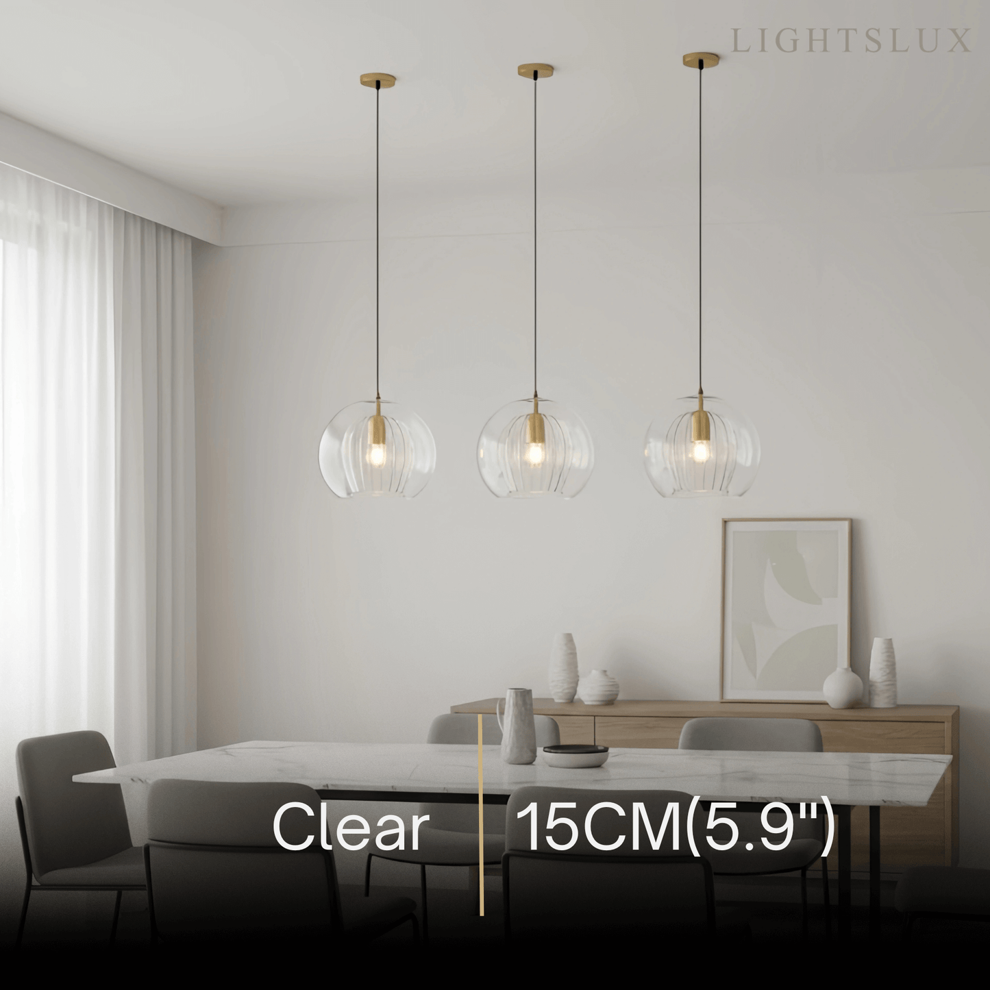 Vetro Nordic Globe Pendant Light – Clear or Amber Glass for Bedroom
