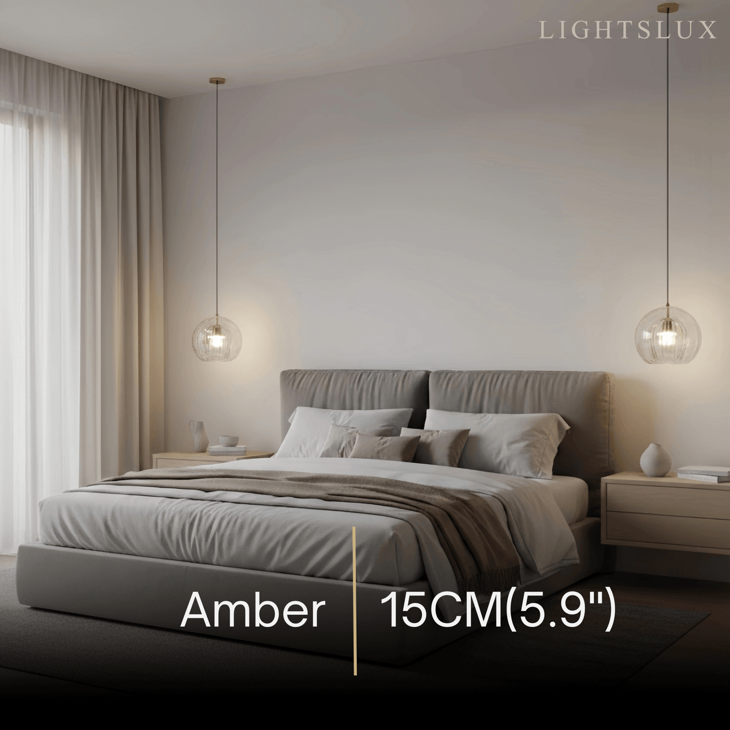 Vetro Nordic Globe Pendant Light – Clear or Amber Glass for Bedroom