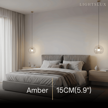 Vetro Nordic Globe Pendant Light – Clear or Amber Glass for Bedroom
