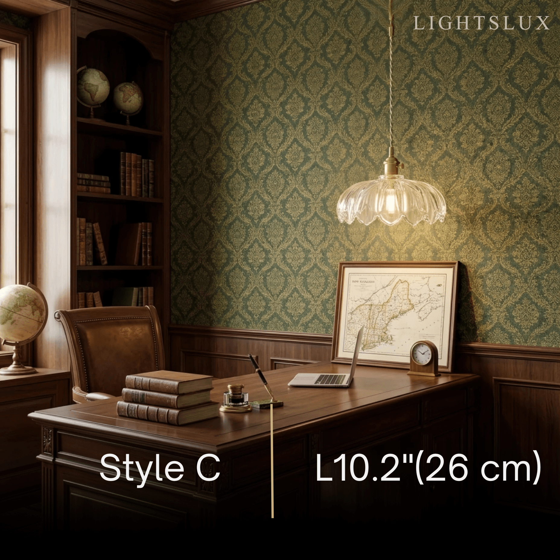 Pendant Light – Clear Blown Glass with Brass Finish for Bedroom