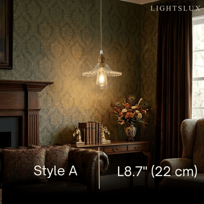 Pendant Light – Clear Blown Glass with Brass Finish for Bedroom