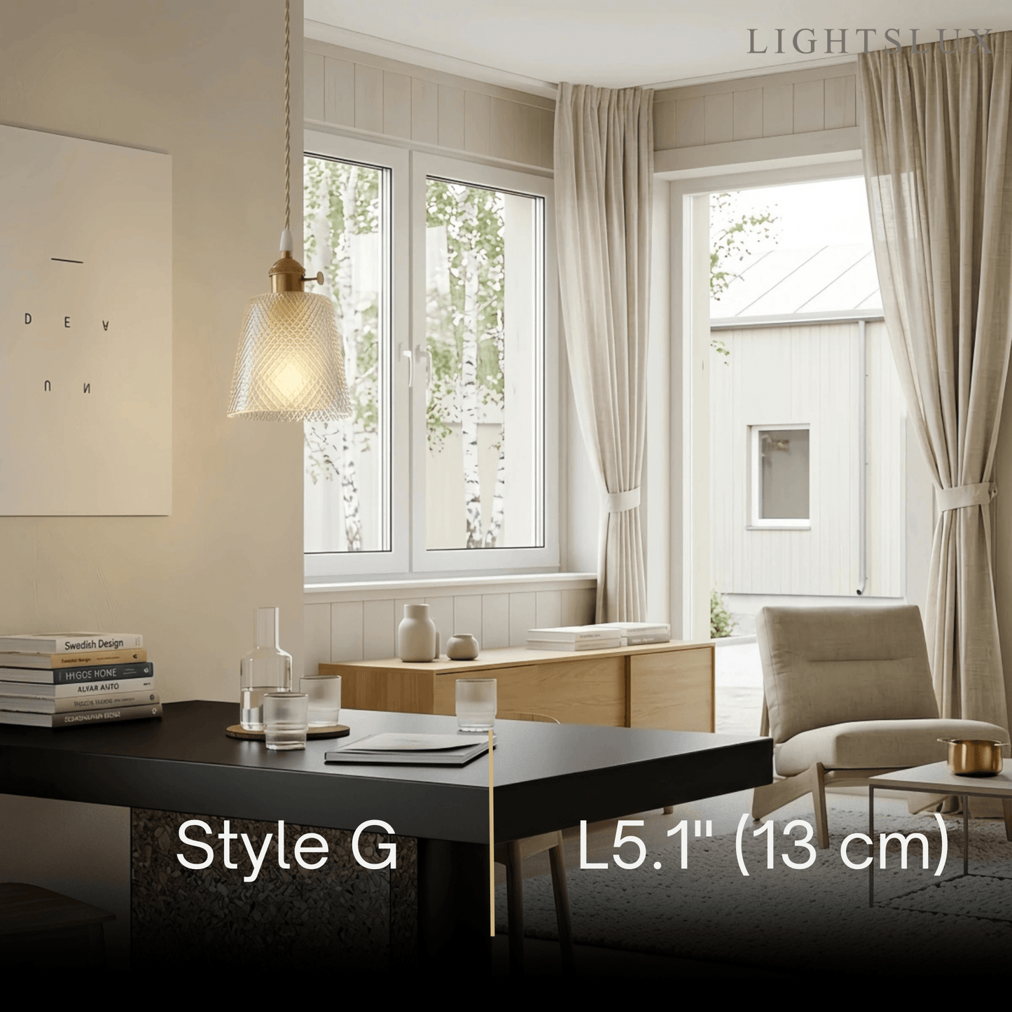 Pendant Light – Clear Blown Glass with Brass Finish for Bedroom