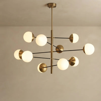 Nebula Nordic Gold Chandelier – Multi Globe Metal/Glass Light for Dining Room/Bedroom