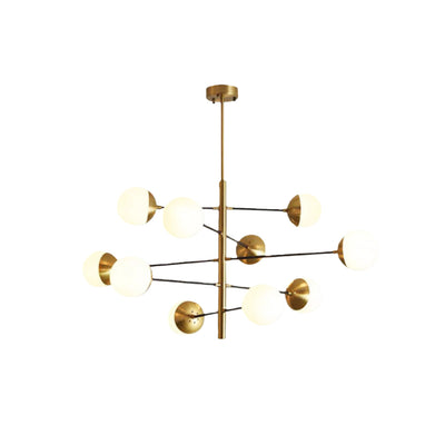 Nebula Nordic Gold Chandelier – Multi Globe Metal/Glass Light for Dining Room/Bedroom
