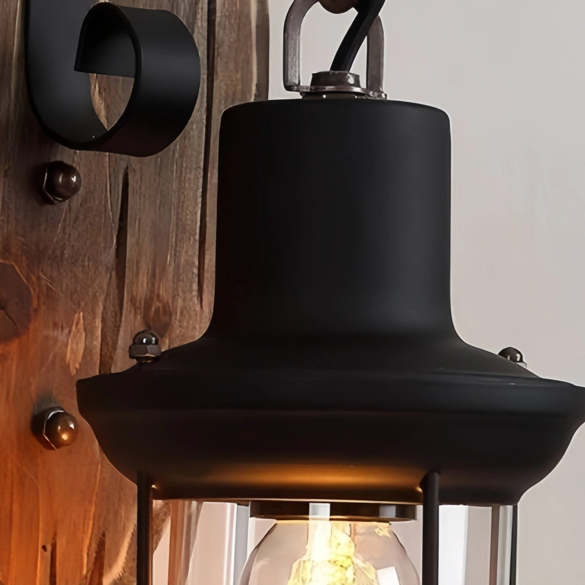 Irondale Industrial Black Metal Wall Lamp - Lantern for Dining Room