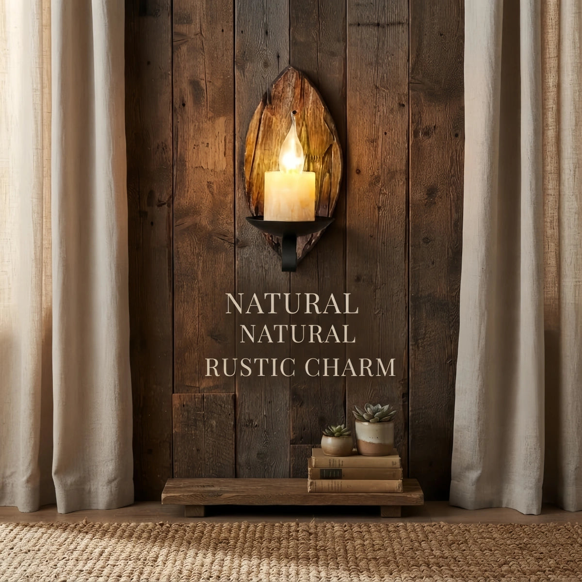 Zenno Vintage Wood & Metal Wall Lamp – Conical 