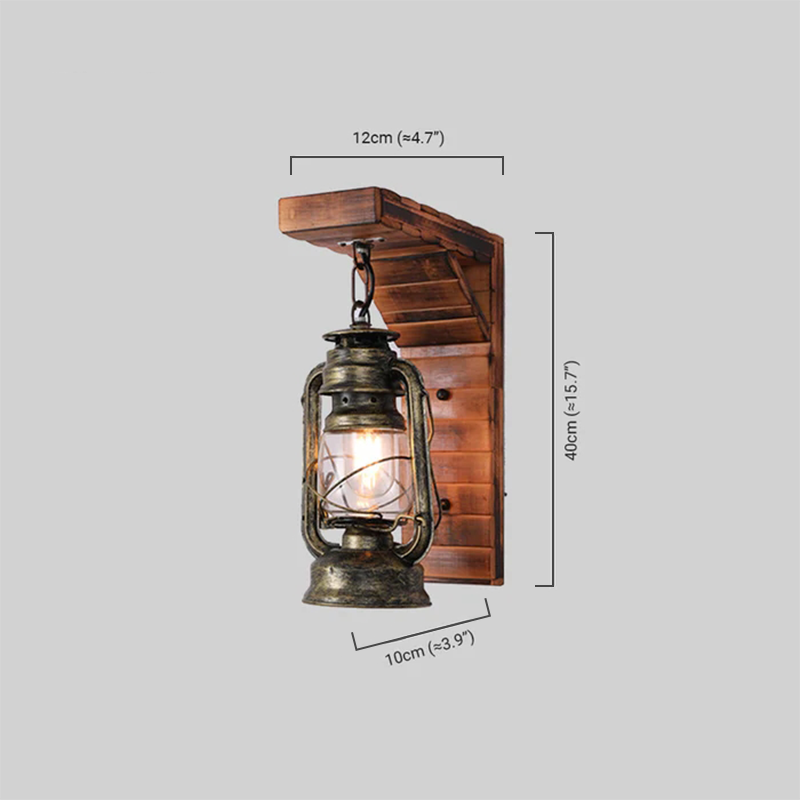 Vintage Wood Wall Lamp  dimensions