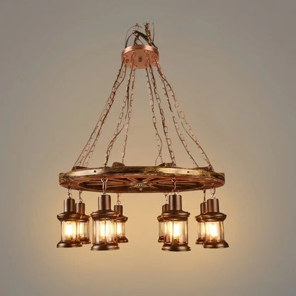 Irondale Vintage Rudder Pendant Light — Wood & Metal Industrial for Kitchen/Dining Room