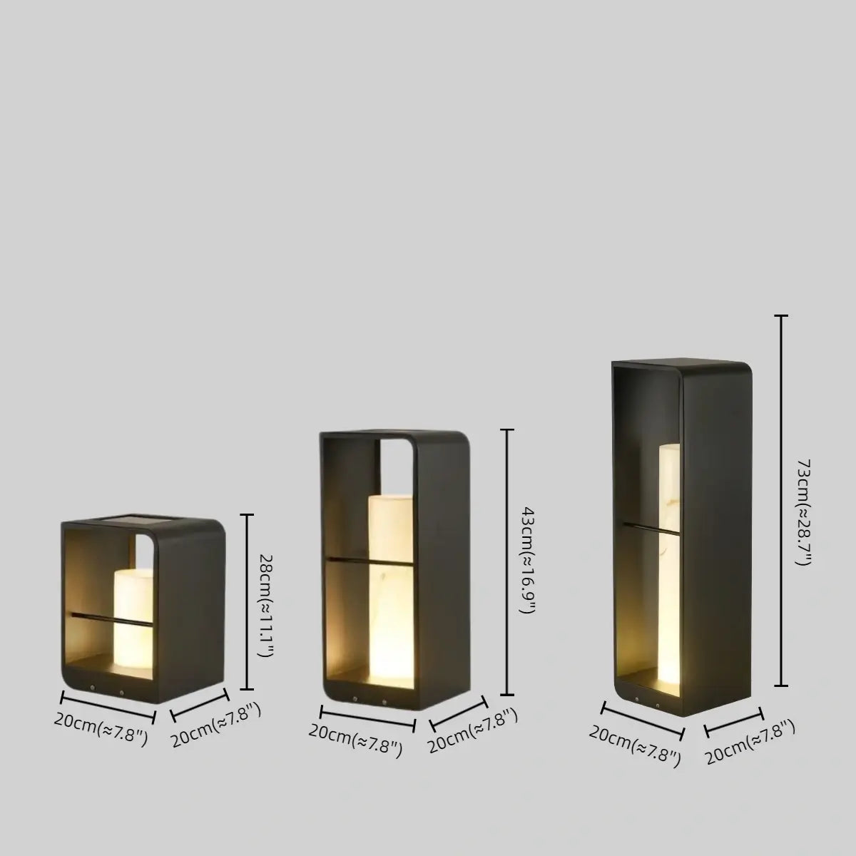 Solar-Powered Outdoor Path Light -- Black Metal