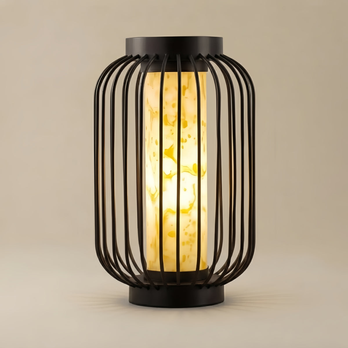 ALS593Lunara Modern Solar Floor Lamp - Black Metal Lantern for Courtyard (Waterproof)