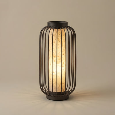 ALS593Lunara Modern Solar Floor Lamp - Black Metal Lantern for Courtyard (Waterproof)