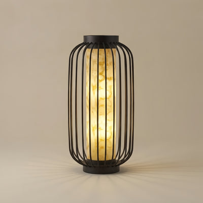 ALS593Lunara Modern Solar Floor Lamp - Black Metal Lantern for Courtyard (Waterproof)