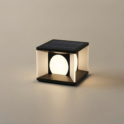 ALS600Arcato Modern Rectangular Pillar Light - Black Metal for Courtyard
