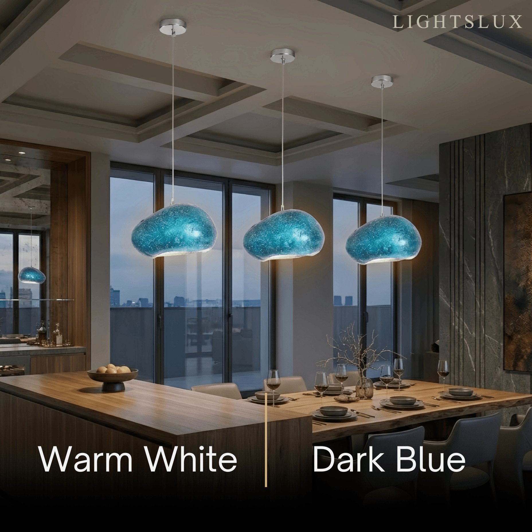 Morandia Art Deco Blue Pendant Light