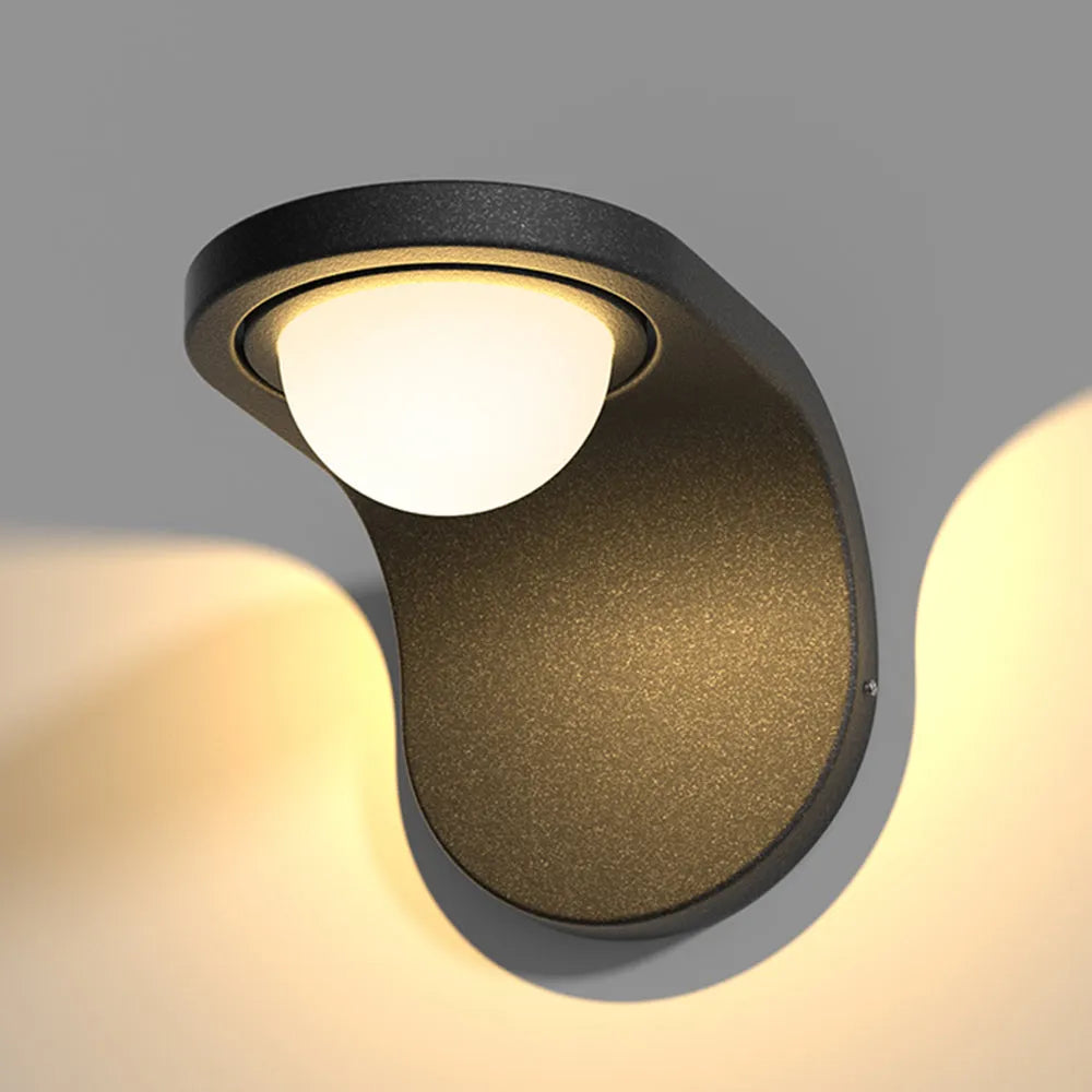 Modern Outdoor Wall Lamp - Black Metal Arc Design for Garden