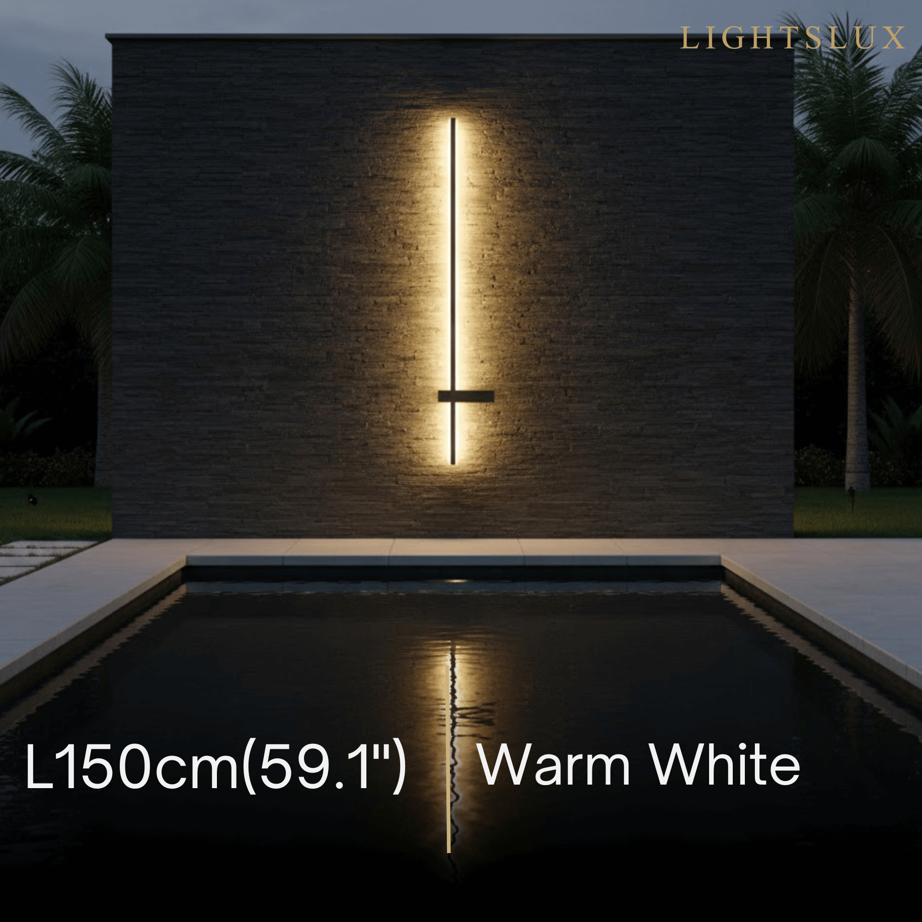 Modern Linear LED Wall Lamp – Black Solar & Sensor Light Outdoor