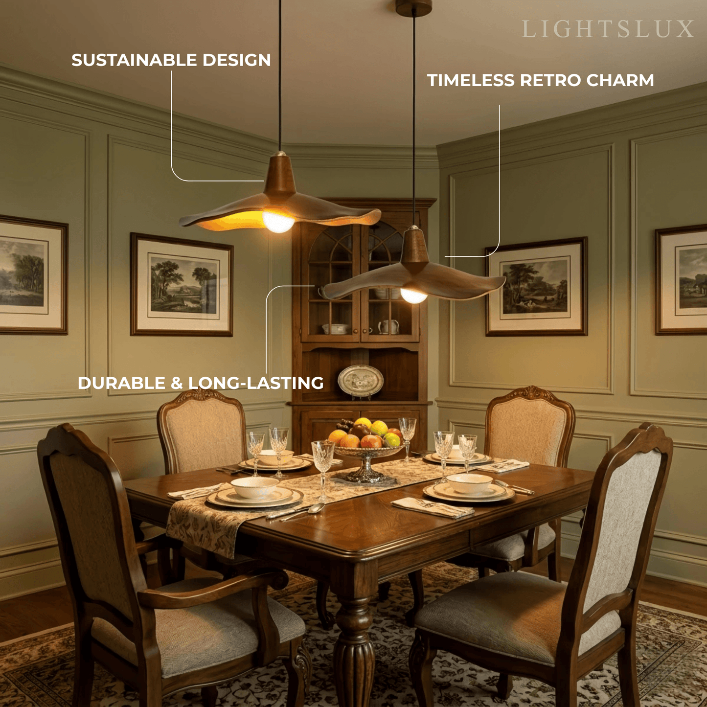 Wave Pendant Light – Mahogany Resin & Metal Design