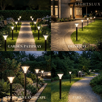 Arcato Modern Cylindrical Pathway Light – Black Metal/Acrylic Solar Outdoor Lamp
