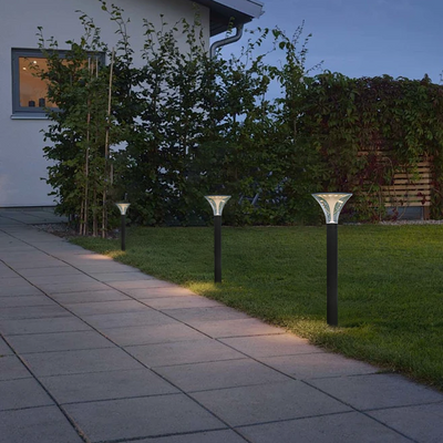Arcato Modern Cylindrical Pathway Light – Black Metal/Acrylic Solar Outdoor Lamp