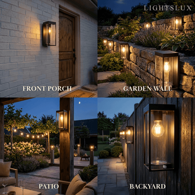 Irondale Modern Rectangular Solar Wall Lamp with Sensor – Black Metal/Glass Outdoor