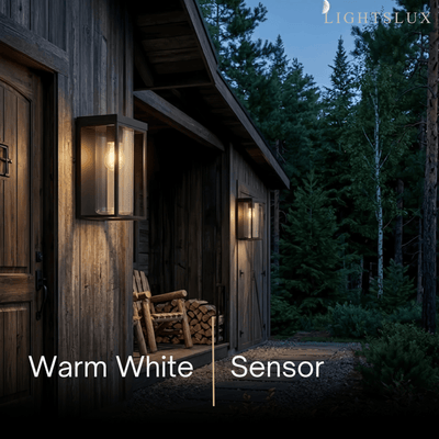 Irondale Modern Rectangular Solar Wall Lamp with Sensor – Black Metal/Glass Outdoor