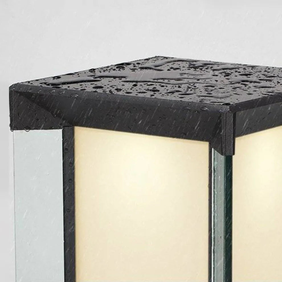 Arcato Modern Outdoor Floor Lamp - Black Cuboid Metal & Glass with RGB Lighting