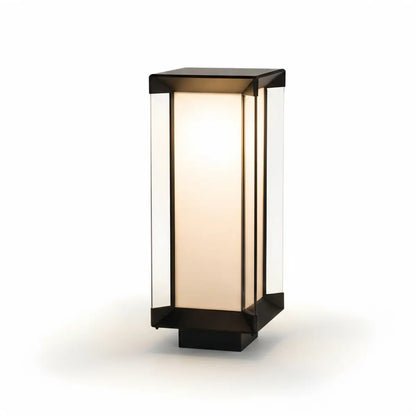 Arcato Modern Outdoor Floor Lamp - Black Cuboid Metal & Glass with RGB Lighting