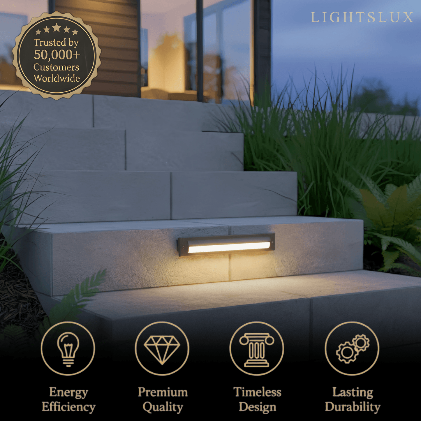 Modern Rectangular Outdoor Deck Step Light