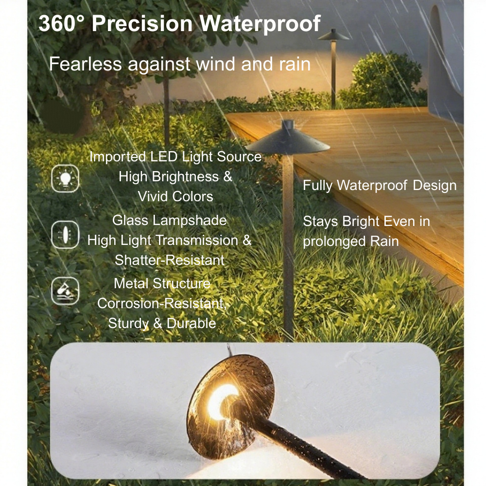Irondale Modern Black Hooded Outdoor Path Light – Waterproof Garden Lighting