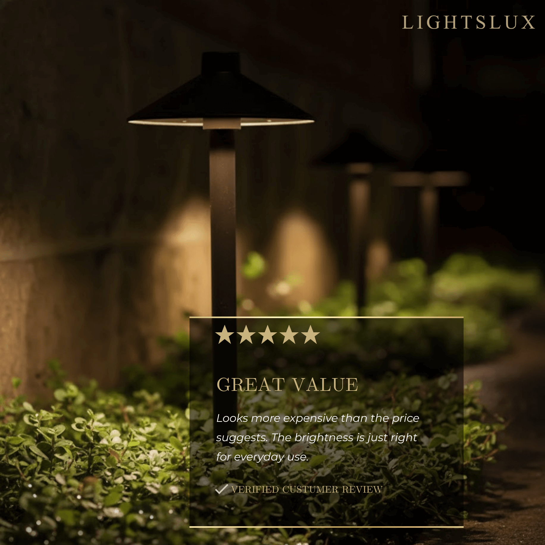 Irondale Modern Black Hooded Outdoor Path Light – Waterproof Garden Lighting