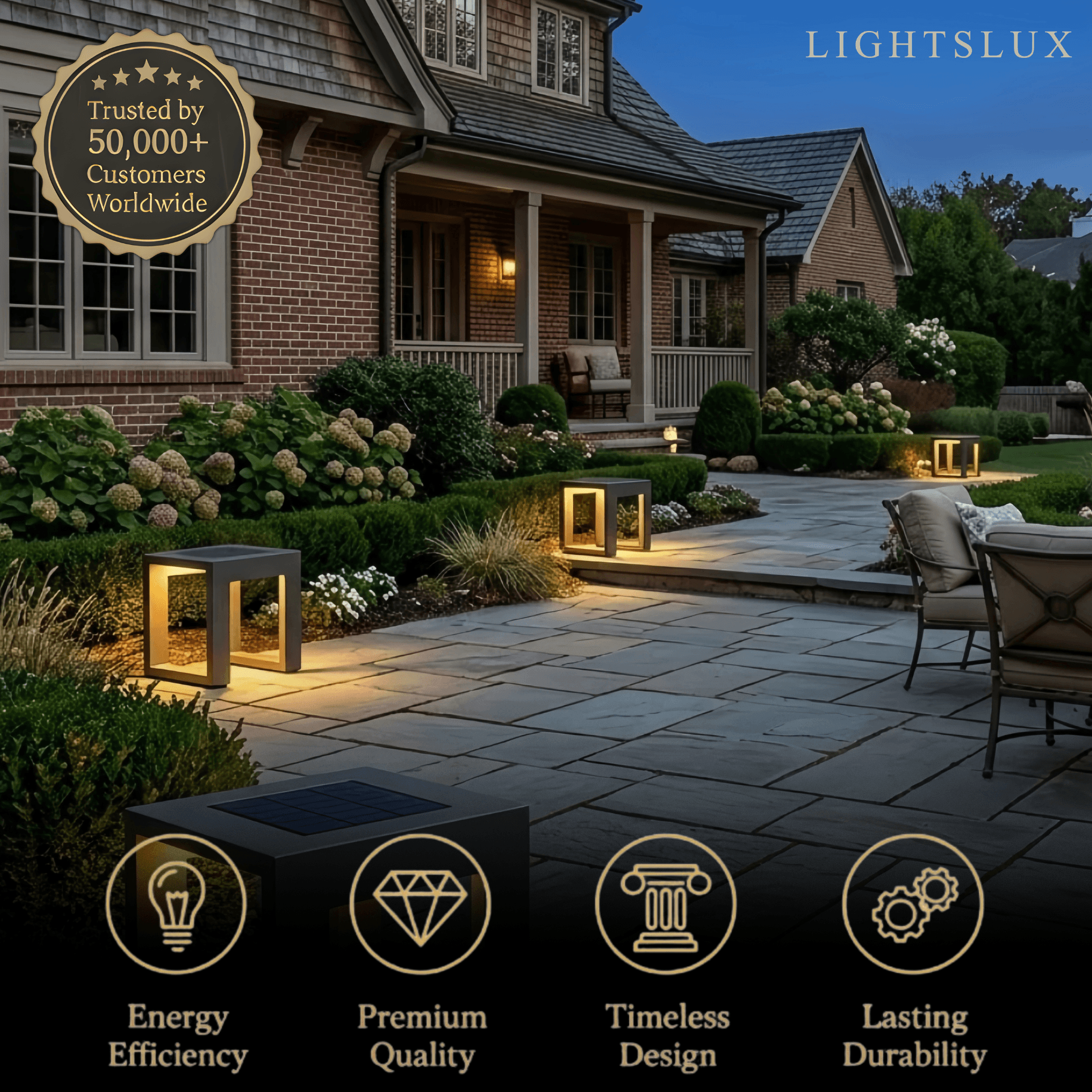 Modern Square Solar Floor Lamp