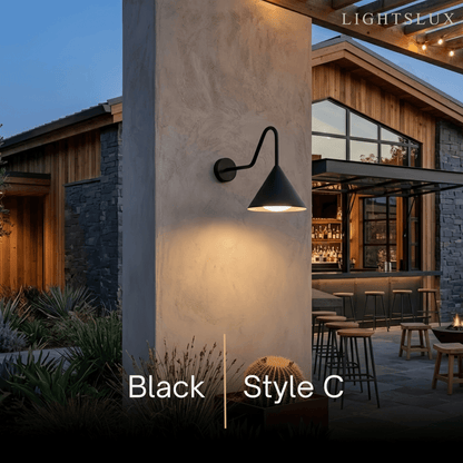 Irondale Minimalist Conical Outdoor Wall Lamp