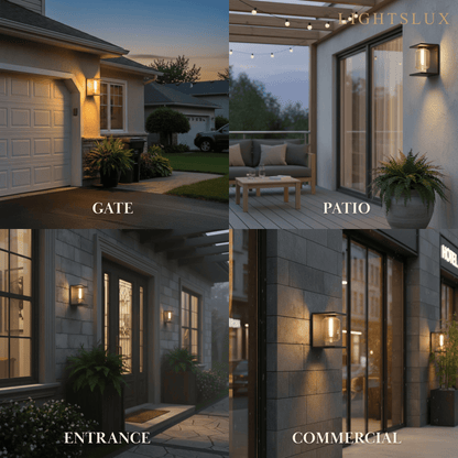 Irondale Industrial Solar LED Wall Lamp – Black Outdoor Light for Patio