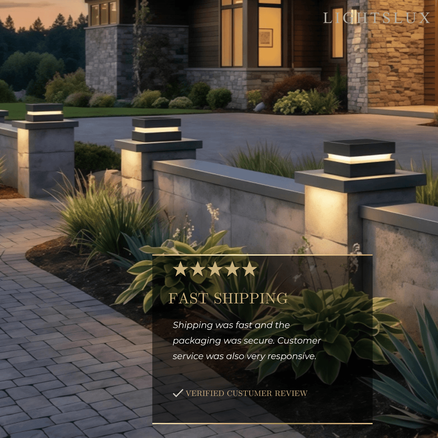 Modern Concave Solar Outdoor Pillar Lights – Black Metal