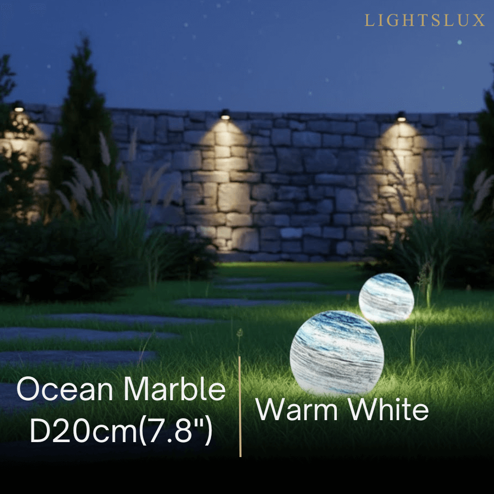 Lunara Nordic Planet Solar Outdoor Ground Lamp Metal in Blue & Yellow for Garden