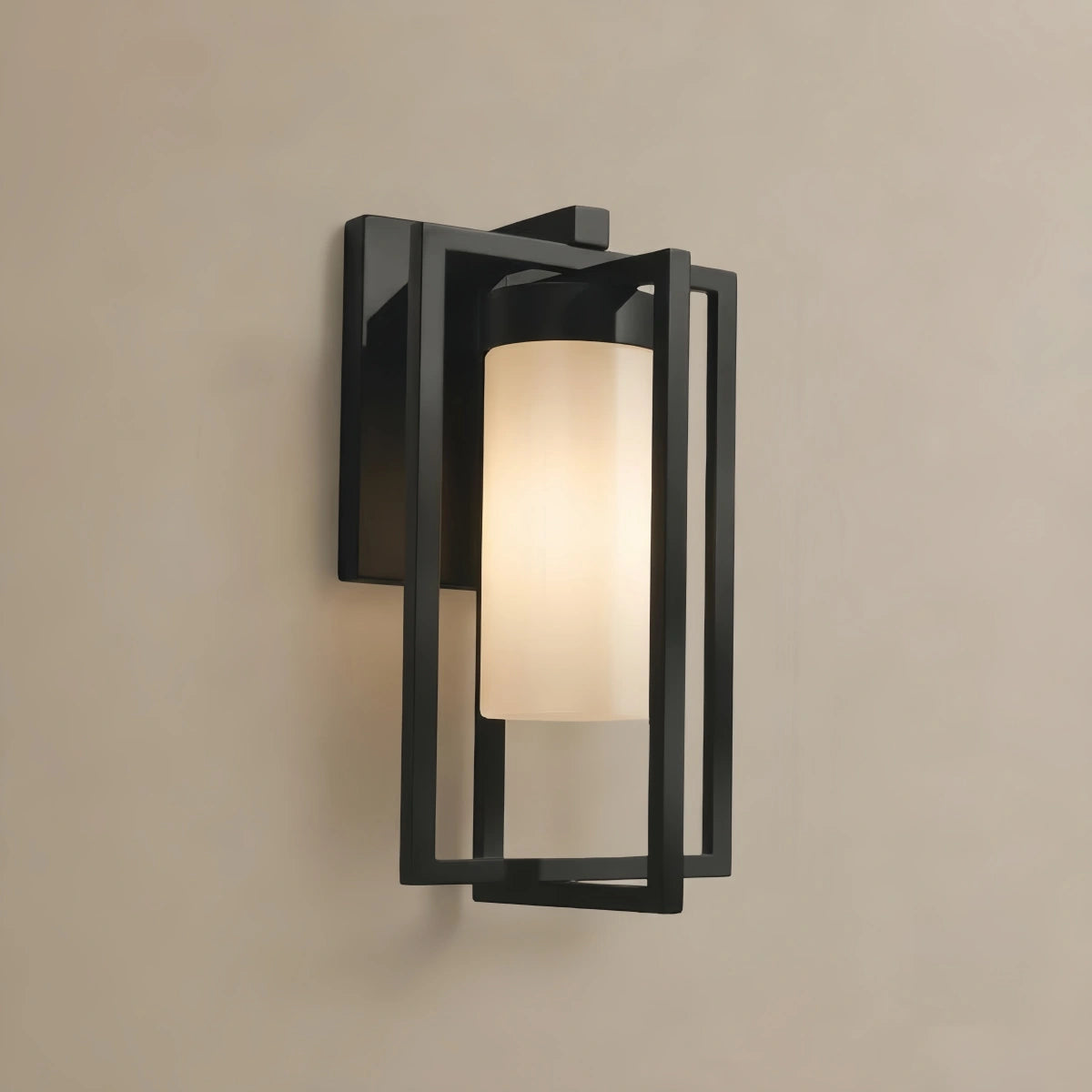 Arcato Modern Rectangular Outdoor Wall Sconce - Black Metal for Courtyard