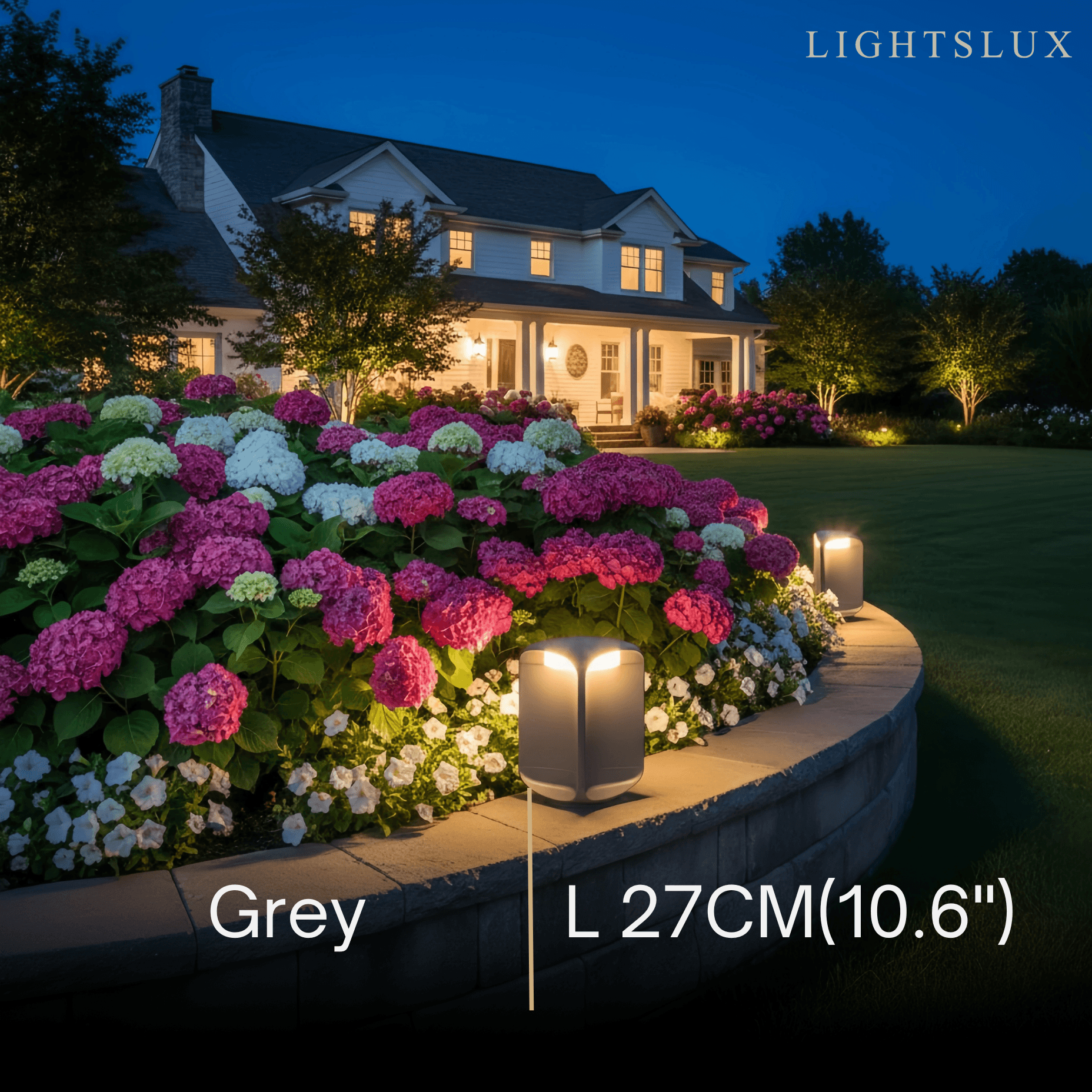 Stellar Modern Cylindrical Outdoor Floor Lamp – Black or Grey Metal & Glass Fixture
