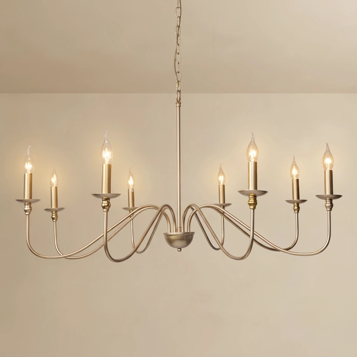 Royal Candle Chandelier - Black/Gold Metal for Bedroom