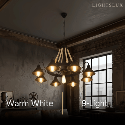Industrial Ring Chandelier - Black Metal