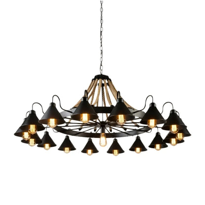 Industrial Ring Chandelier - Black Metal