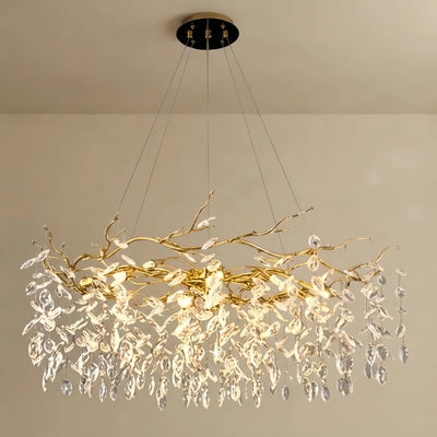 Excelis Modern Luxury Chandelier - Crystal Cluster & Gold Metal Frame for Living Room