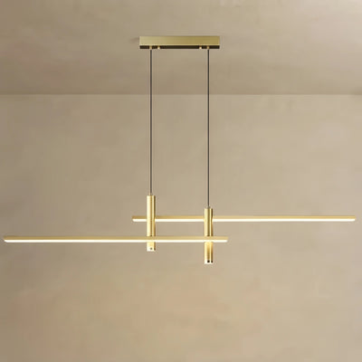 Arcato Modern Linear Pendant Light - Black/Gold Metal for Kitchen