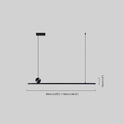 Modern Black Pendant Light - Asymmetrical Metal Linear Dimensions