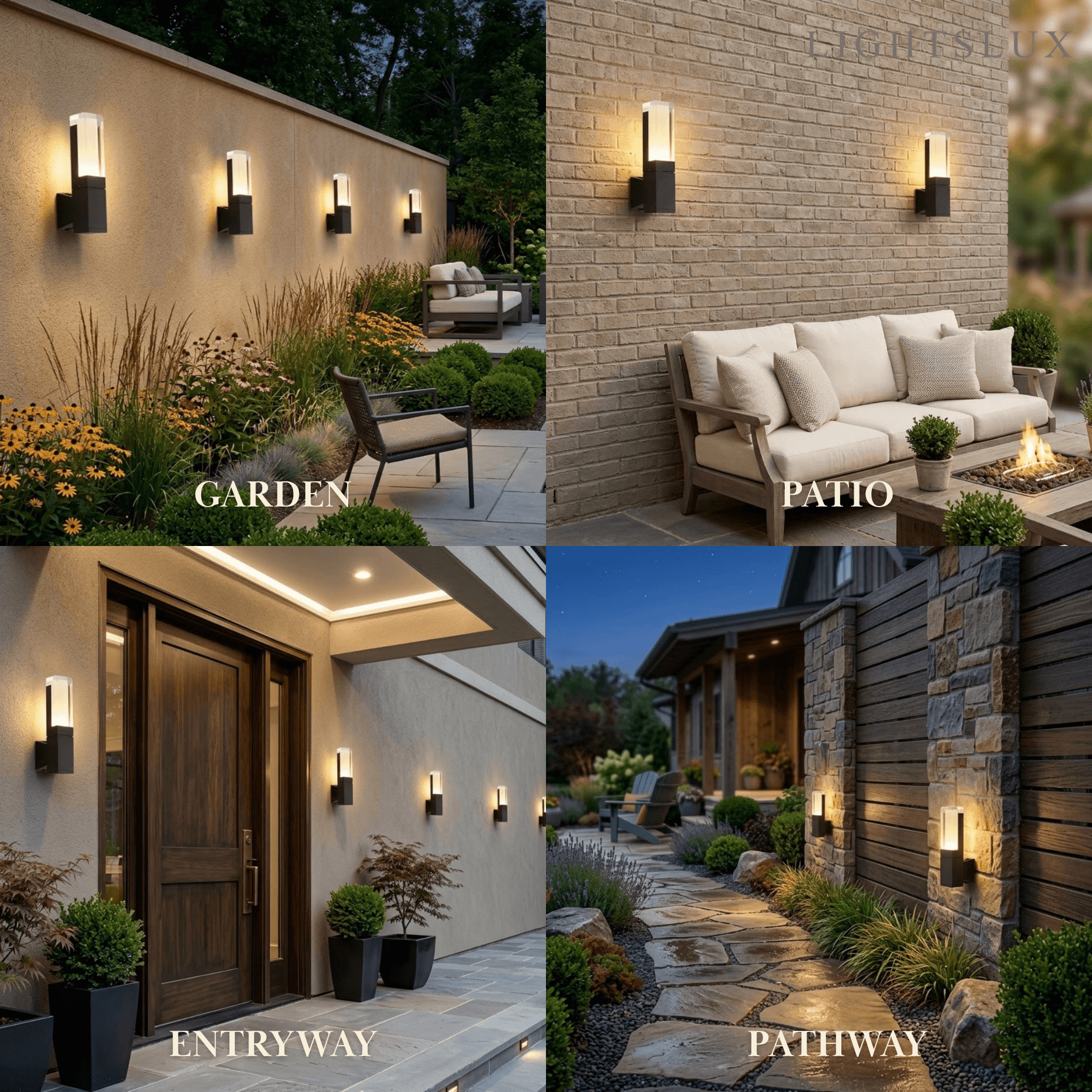 Arcato Modern Rectangle Wall Sconce - Black Metal for Garden/Outdoor Spaces