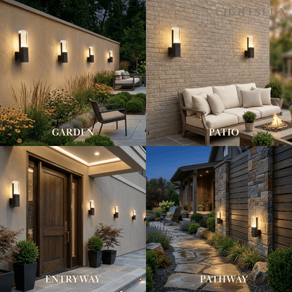 Arcato Modern Rectangle Wall Sconce - Black Metal for Garden/Outdoor Spaces