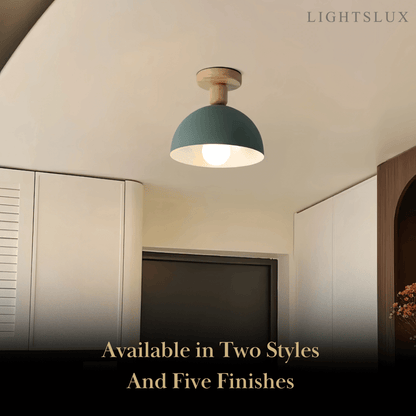 Morandia Modern Dome/Bowl Ceiling Light – 5 Color Metal/Wood for Corridor