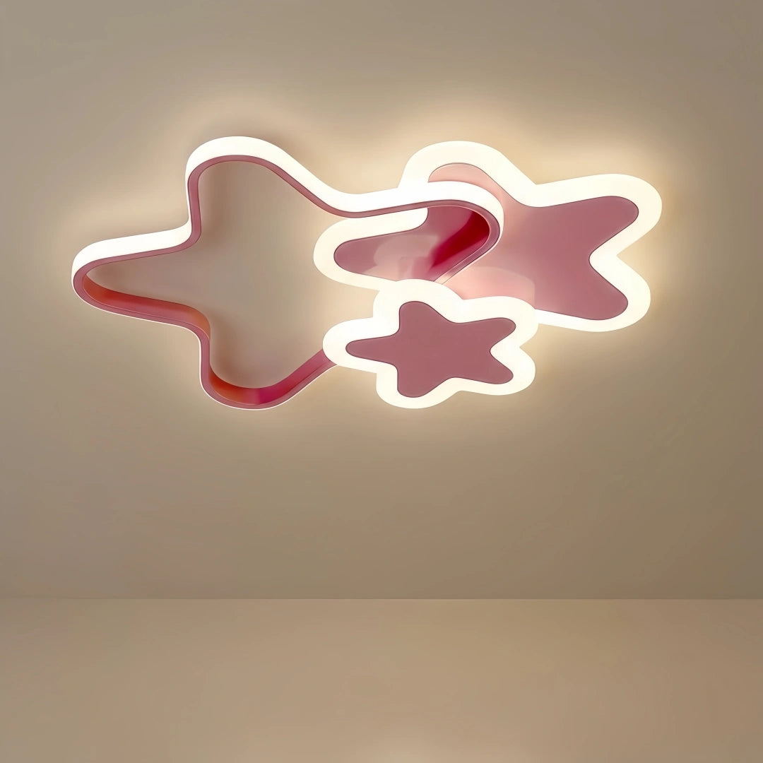 Vivara Modern LED Dimmable Star Ceiling Light – Designer Pink Kids Room
