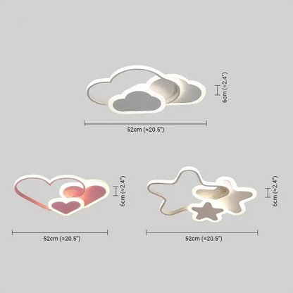 Vivara Modern LED Dimmable Star Ceiling Light – Designer White/Pink Kids Room