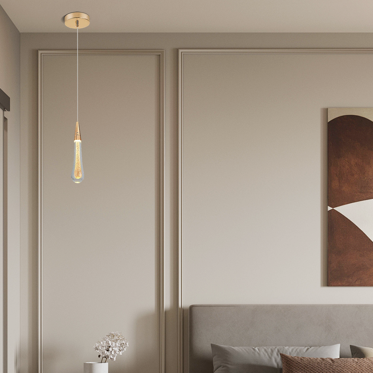 Excelis Art Deco Teardrop Pendant Light - Gold