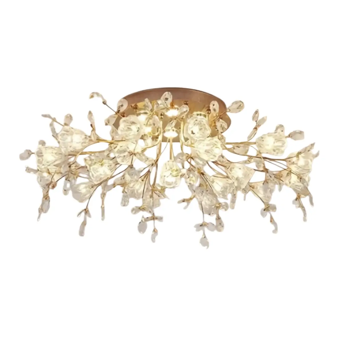 Excelis Royal Dendrite Ceiling Light – Gold Metal & Glass Fixture Living Room/Bedroom